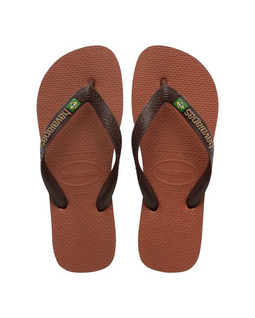 Havaianas Brown Brasil Logo Flip Flops