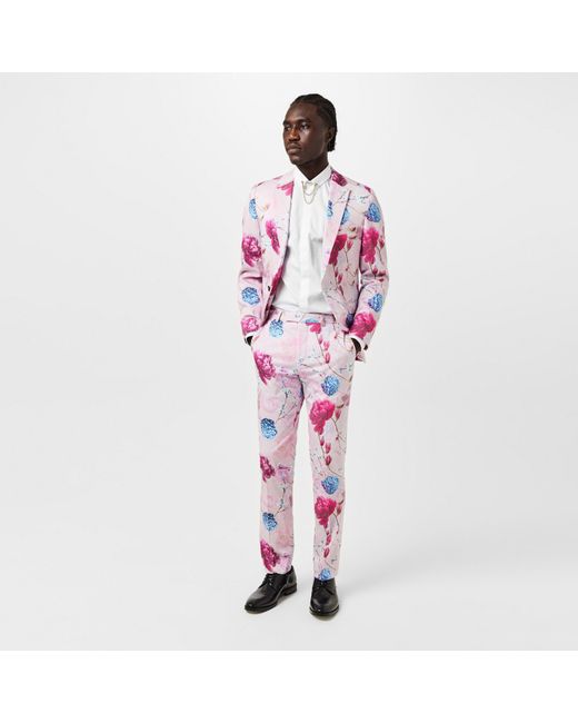 Twisted Tailor Pink Russell Skinny Fit Tapered Trousers for men