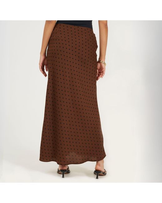 Brave Soul Brown Bs Polka Dot Print Maxi Skirt
