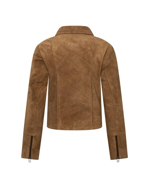 Elle Brown Bonnie Suede Biker Jacket