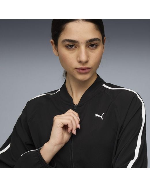 PUMA Black Floral Ribbon Woven Full Zip Tracksuit Top