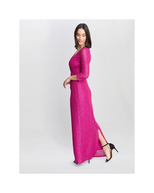 Gina Bacconi Pink Fearne Lace Wrap Maxi Dress