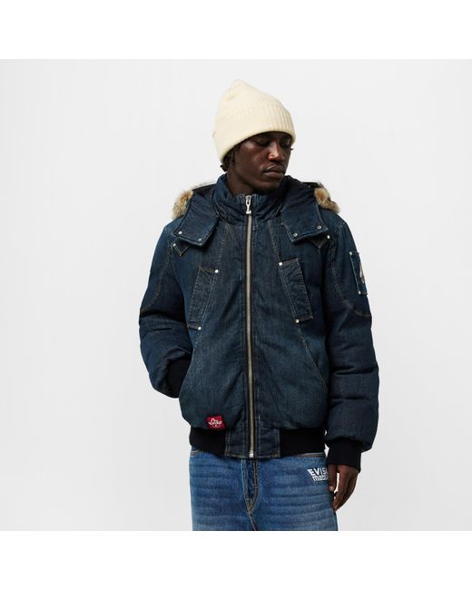 Moose Knuckles Blue X Evisu Ballistic Bomber Jacket for men