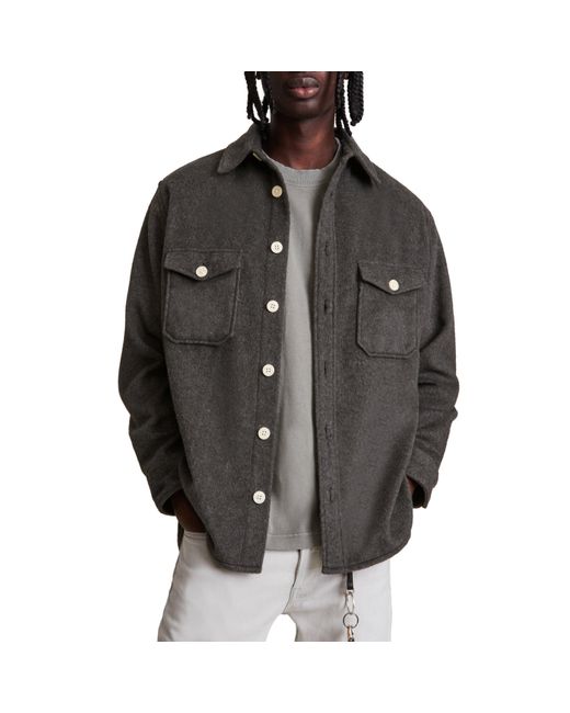 AllSaints Gray Dillingham Long Sleeve Shirt for men