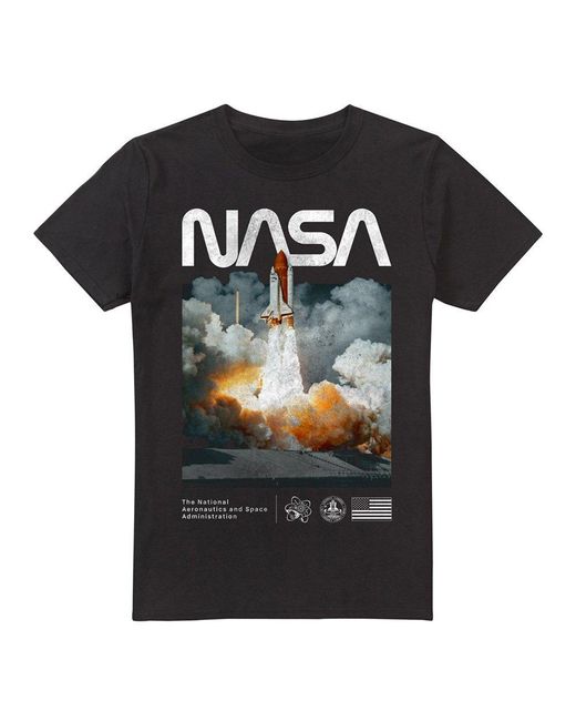 NASA Black Lift Off Cotton T-Shirt for men