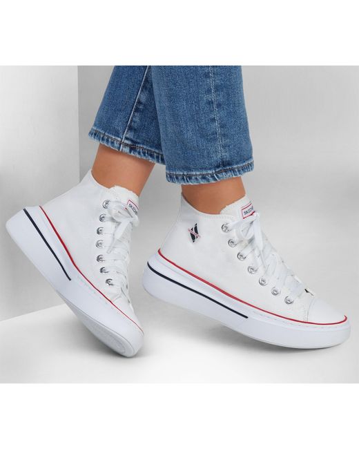 Skechers White Canvas Air Cooled Classic Low-Top Trainers