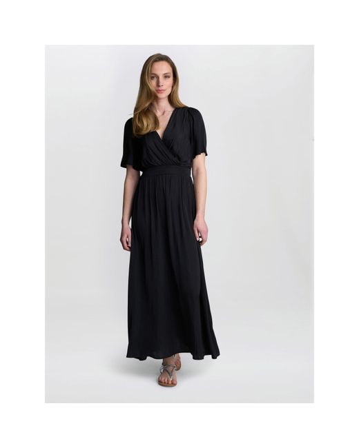 Gina Bacconi Black Carole Flowing V-Neck Dress