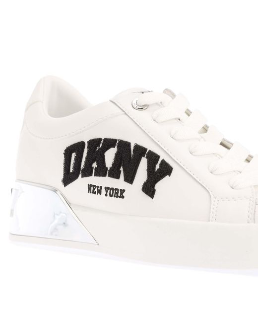DKNY White Maben Varsity Lace Up Trainers Size 4.5