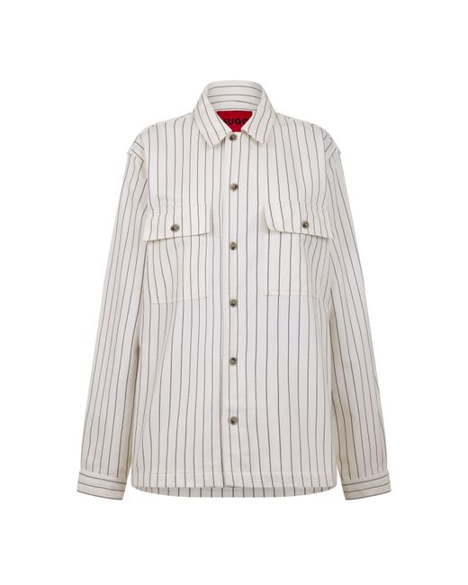 HUGO White Long Sleeve Patterned Shirt for men