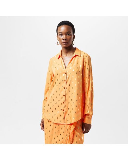 Never Fully Dressed Orange Fleck Miley Long Sleeve Patterned Shirt