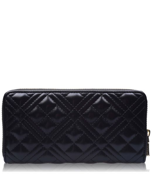 Love Moschino Blue Quilted Logo Zipped Purse