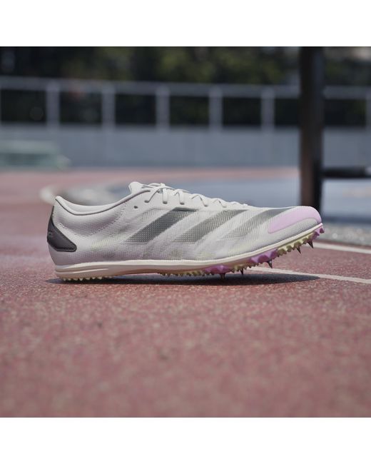 Adidas White Adizero Running Spikes for men