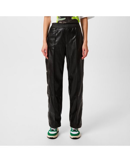 HUGO Gray Hileda Cropped Straight-Leg Leather Trousers