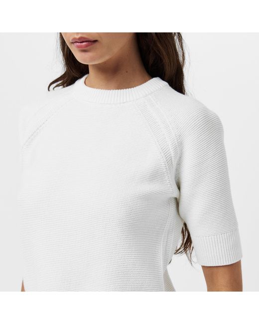 French Connection White Lilly Mozart Short-Sleeve Knitted Top