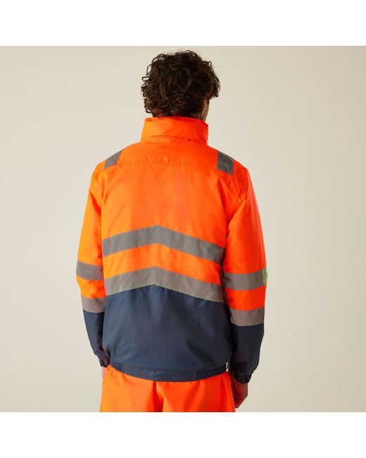 Regatta Orange Waterproof Hi-Vis Bomber Jacket for men