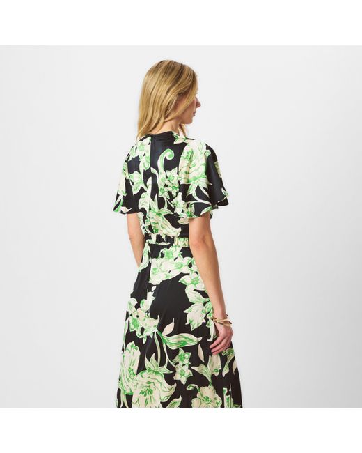AX Paris Green Floral Printed Short Sleeve Belted Wrap Midi Dress