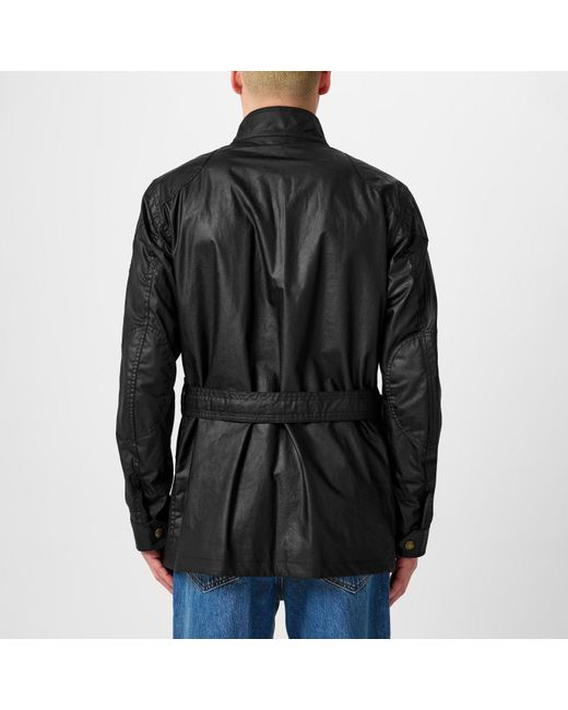 Belstaff Black Trialmaster Water And Wind Resistant Waxed Cotton Long Sleeve Wax Jacket for men