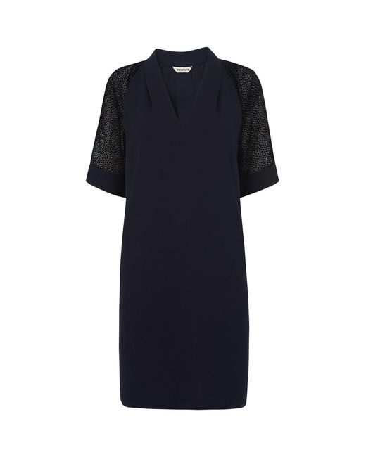 Whistles Blue Lina Animal Dobby Dress