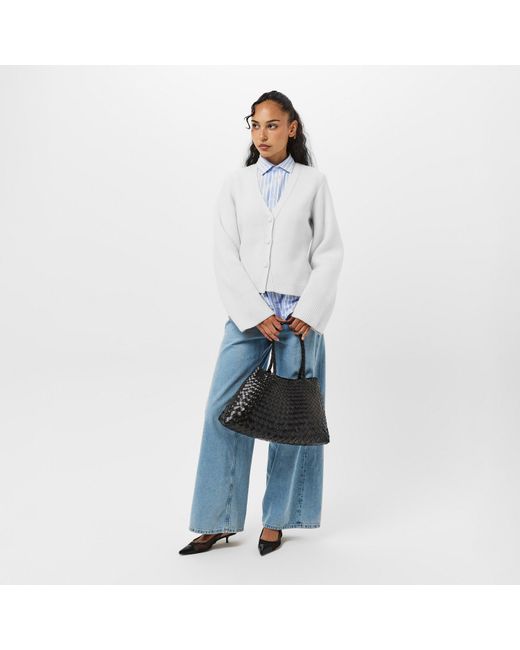 Raey White V-Neck Cardigan