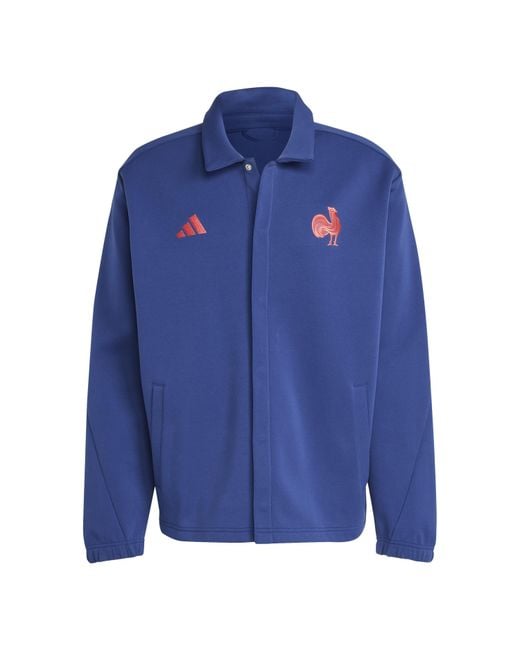 Adidas Blue France Rugby Performance Rugby Jacket for men