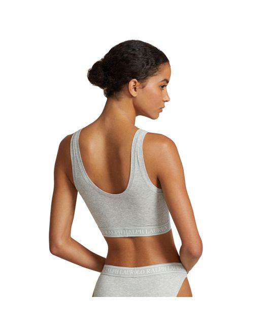Polo Ralph Lauren Gray Cotton Non-Wired Scoop Bralette