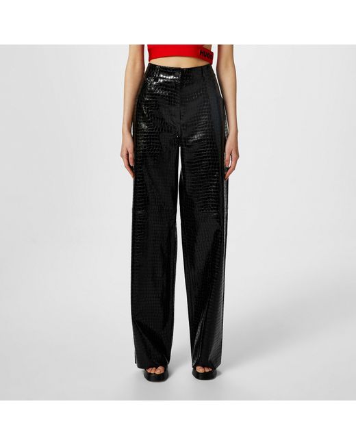HUGO Black Hugara Leather Trousers