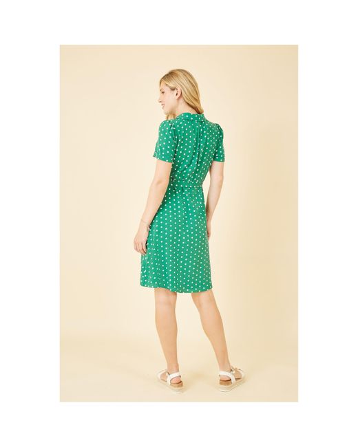 Yumi' Green Spot Retro Shirt Dress
