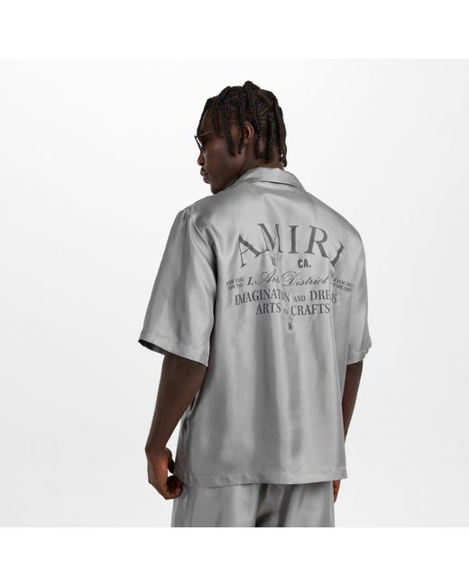 Amiri Gray Silk Art District Shirt for men
