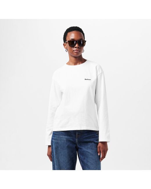 Barbour White Lavensdale Long-Sleeved T-Shirt