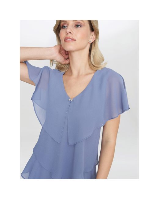 Gina Bacconi Blue Bella Georgette Tiered Dress