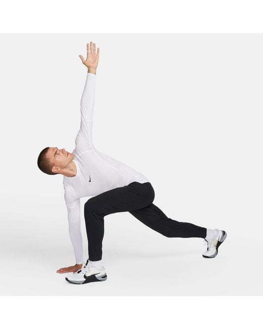 Nike White Pro Dri-Fit Tight Long-Sleeve Fitness Top for men