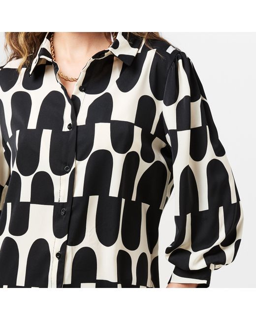 AX Paris Black And Cream Geometric Print 3/4 Sleeve Shirt