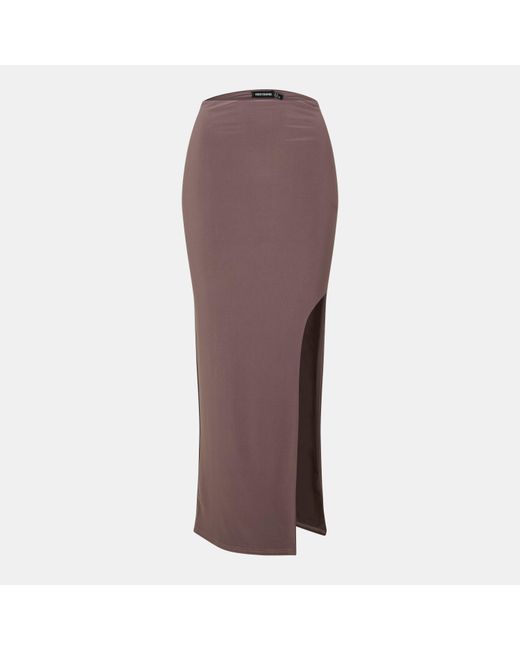 Missy Empire Brown Super Soft Split Maxi Skirt