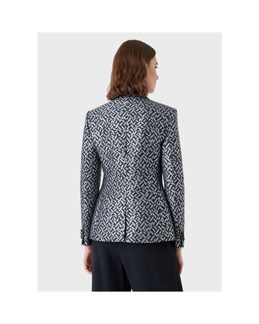 EA7 Gray Emporio Armani Collared Regular Fit Blazer Jacket