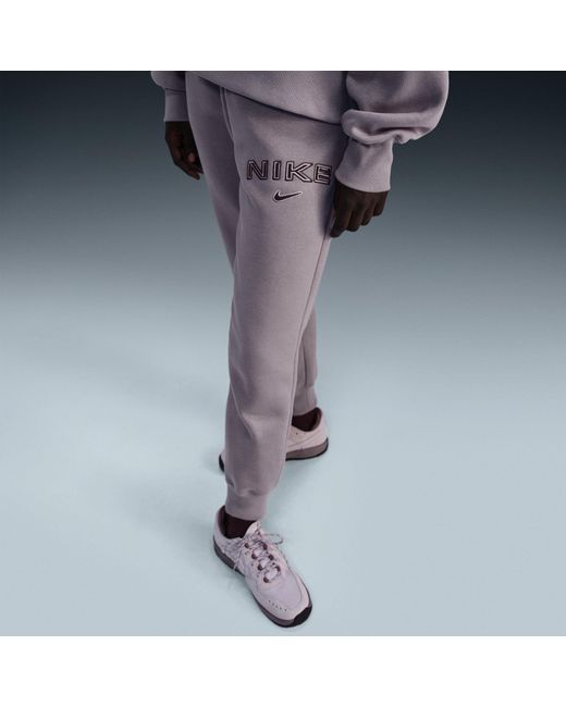 Nike Purple Sportswear Phoenix Fleece Mid-Rise Logo Sweatpants