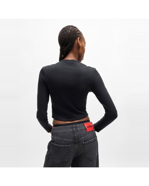 HUGO Black Long Sleeve Logo T-Shirt