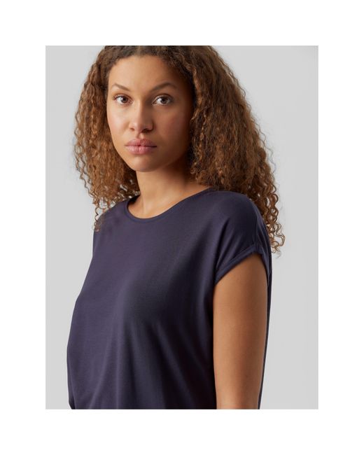 Vero Moda Blue Ava Plain Short Sleeve T-Shirt