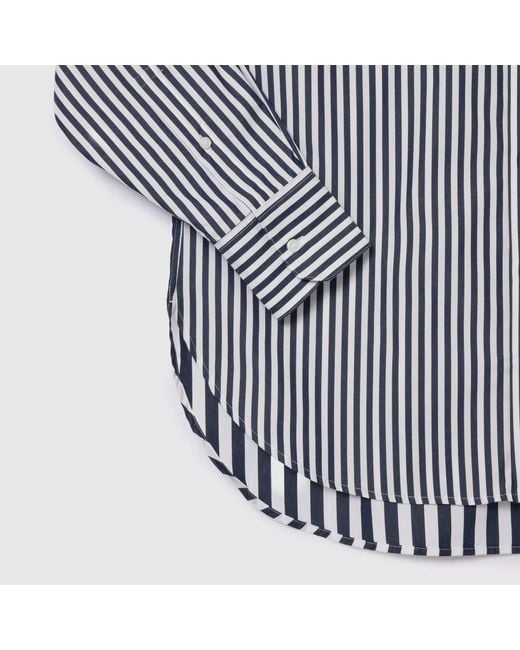 Lacoste Blue X Bandier Striped Cotton Poplin Shirt