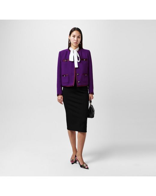 Dolce & Gabbana Purple Wool Long Sleeve Overcoat