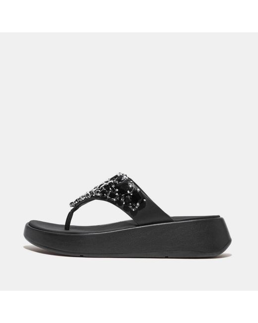 Fitflop Black Fit Flop F-Mode Jewel-Deluxe Flatform Sandals