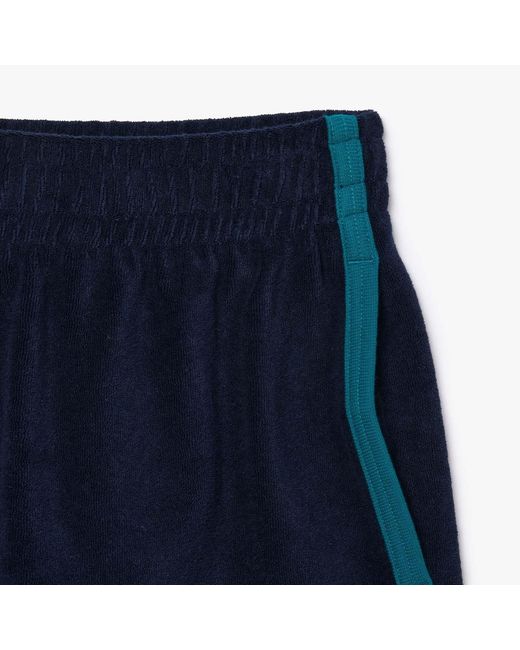 Lacoste Blue S/ladies Terrycloth Contrast Detail Shorts