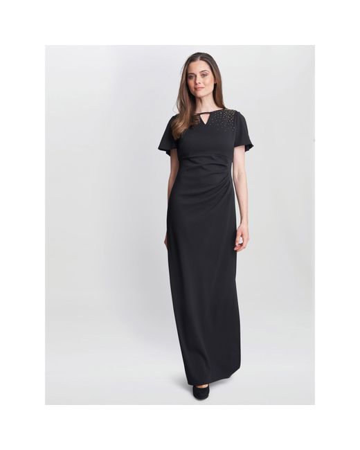 Gina Bacconi Blue Betsy Maxi Dress With Keyhole Neck