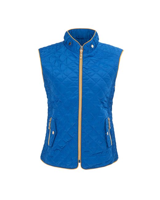 Miso Blue Stand Collar Full Zip Hip Length Gilet