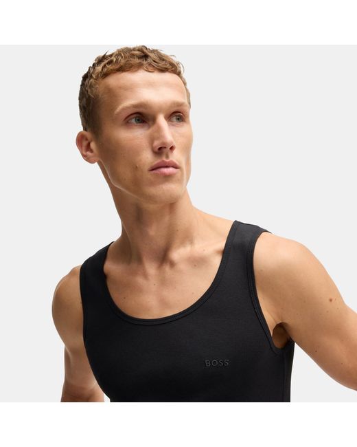 Boss Black Classic Ribbed Tank Top 3-Pack, Cotton Construction for men