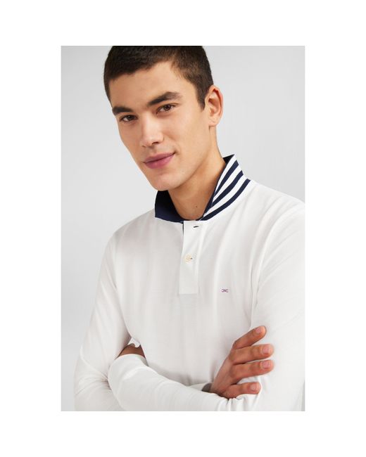 Eden Park White Stretch Pima Cotton Polo for men