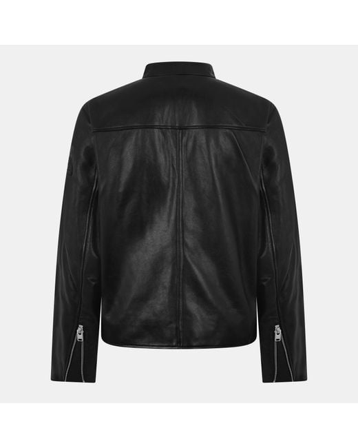 Belstaff Black Track Racer Leather Tailored Fit Jacket for men