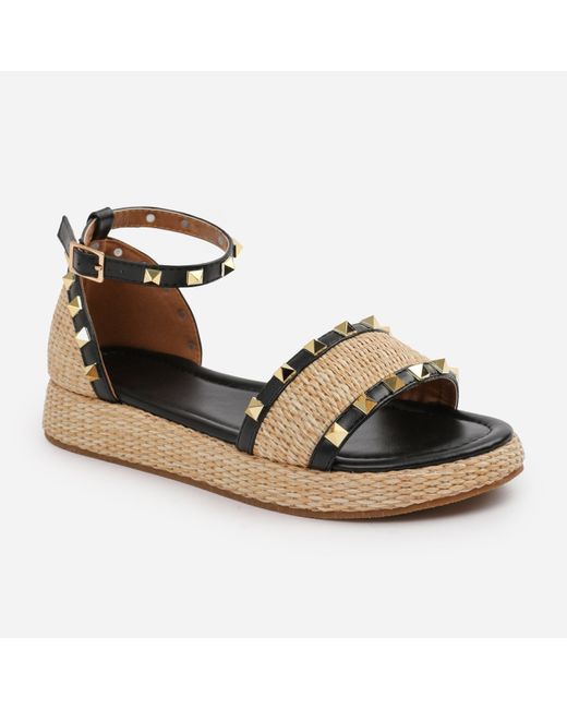 Where's That From White Pu Aviva Studded Gladiator Espadrille Flatfo