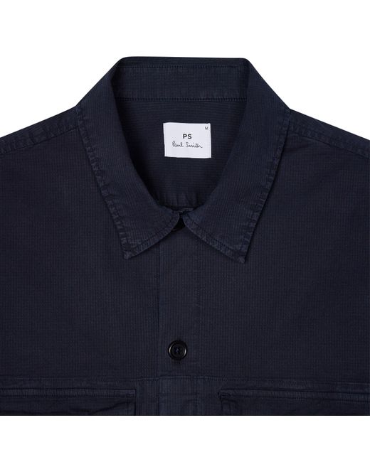 Paul Smith Blue Utility Long-Sleeve Plain Shirt for men