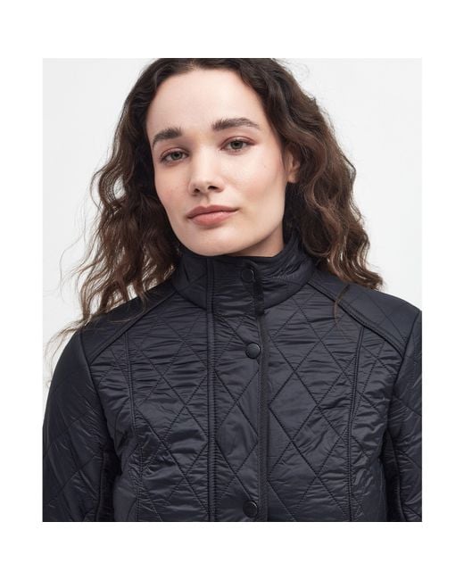 Barbour Blue Cavalry Polarquilt Diamond-Quilted Fleece-Lined Long Sleeve Slim Fit Quilted Jacket