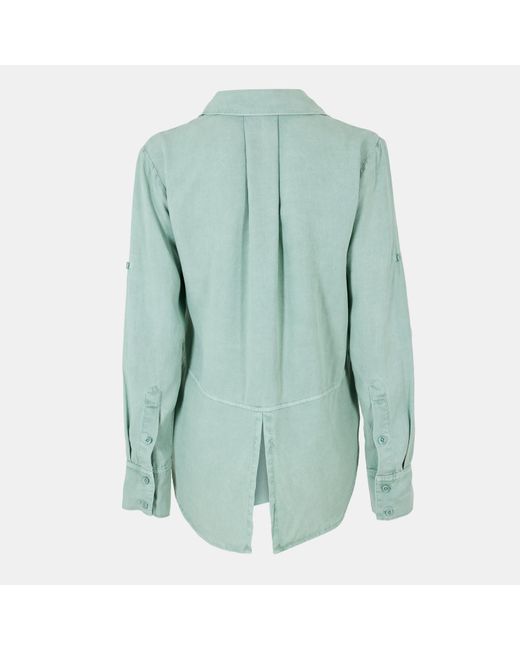 Bella Dahl Green Split Back Long-Sleeve Plain Shirt